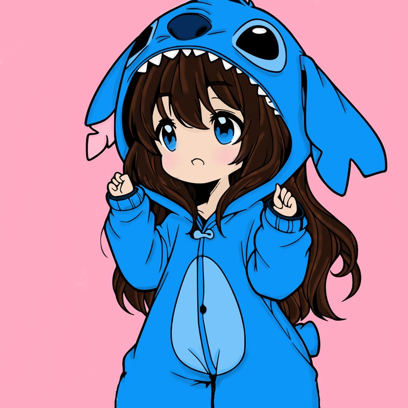 anime girl in a stitch onsie