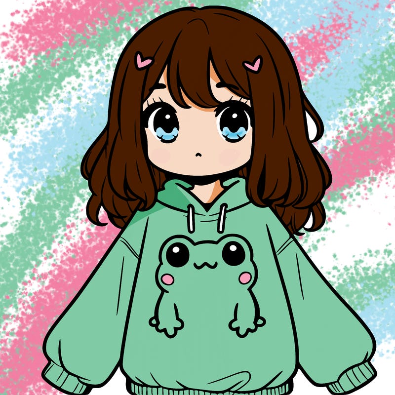 girl wearing frogging sweatshirt