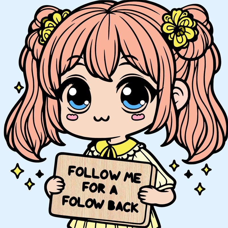 cute girl with a sign that says follow me for a follow back