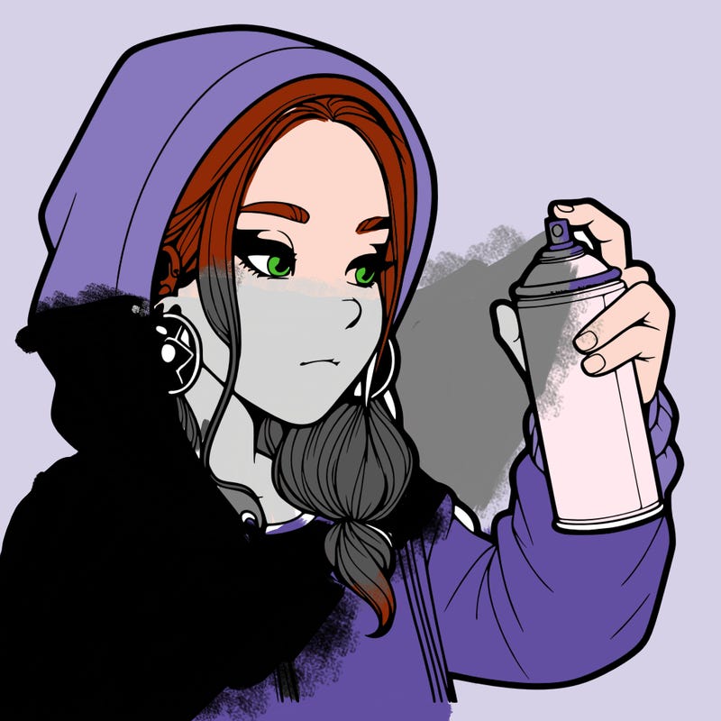 a realistic girl, spray painting