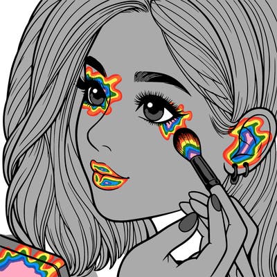 a realistic girl doing her makeup