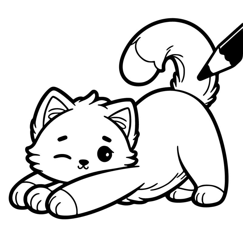 detailed cat stretching