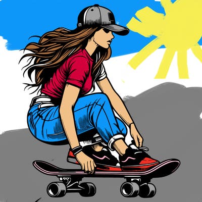 realistic girl skateboard rider