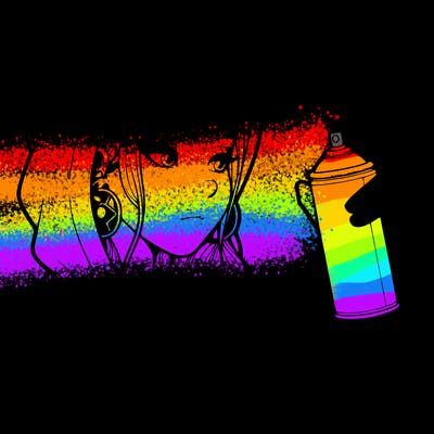 a realistic girl, spray painting