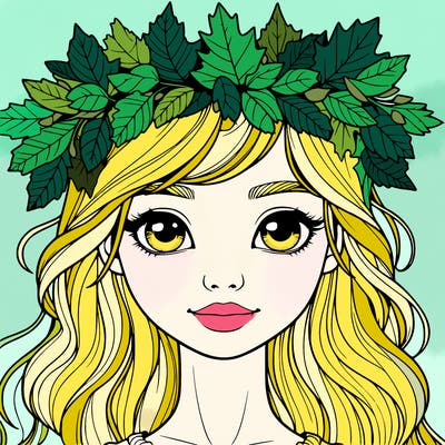 realistic girl with fall leaf crown