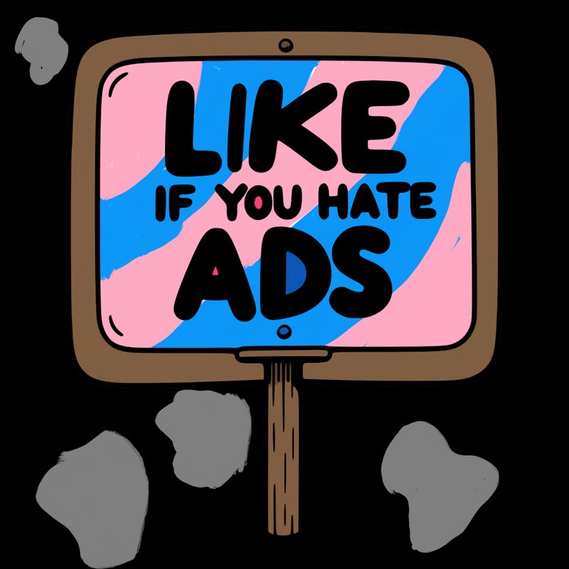 a sign that says like if you hate ads