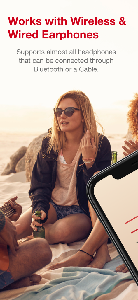 hearingOS - Hearing Aid App - hearingOS app showing compatibility with wireless and wired earphones