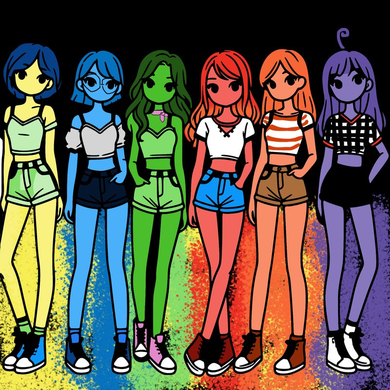 a group of girls wearing crop tops and shorts
