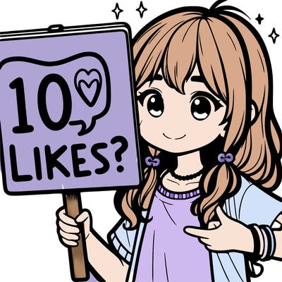 girl holding a sign saying '10 likes?'
