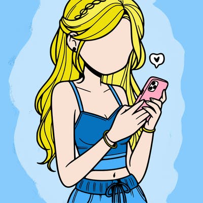 girl with crop top texting on her phone