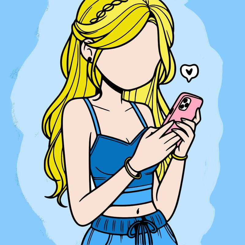 girl with crop top texting on her phone