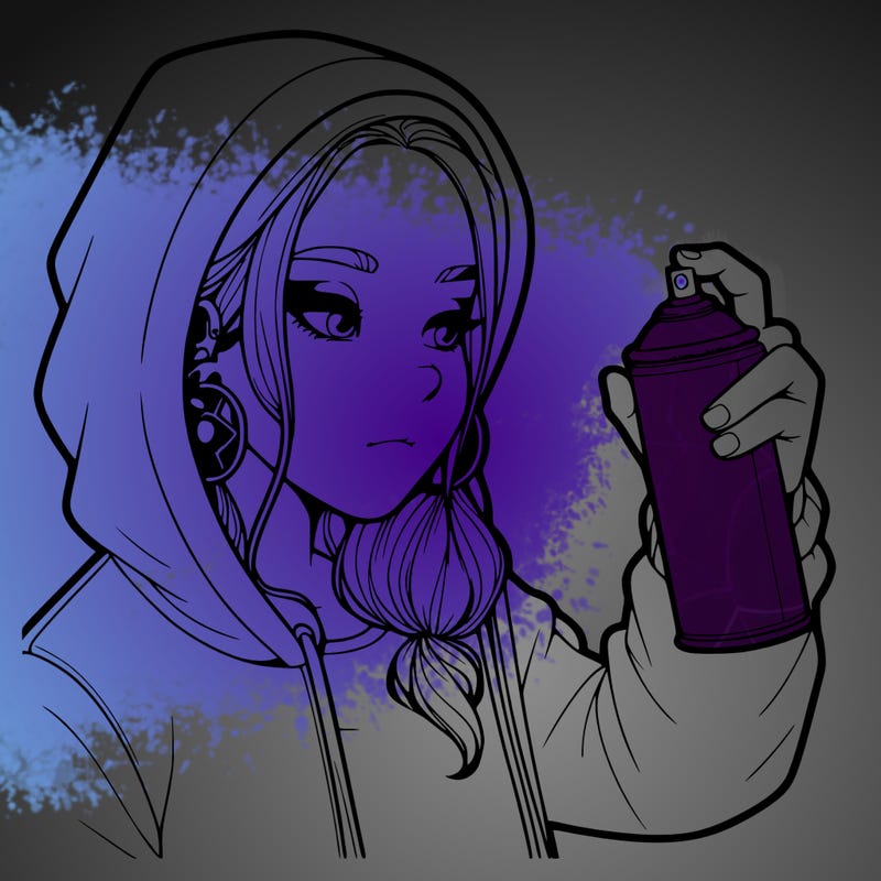 a realistic girl, spray painting