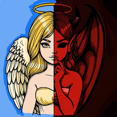 realistic angel half demon