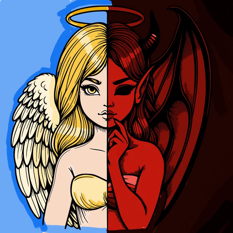 realistic angel half demon