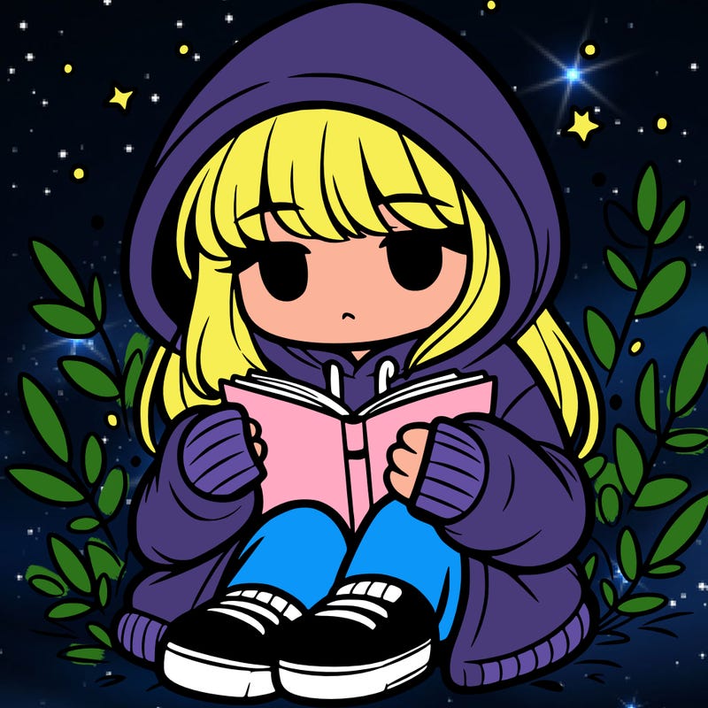 girl in oversized hoodie reading a book