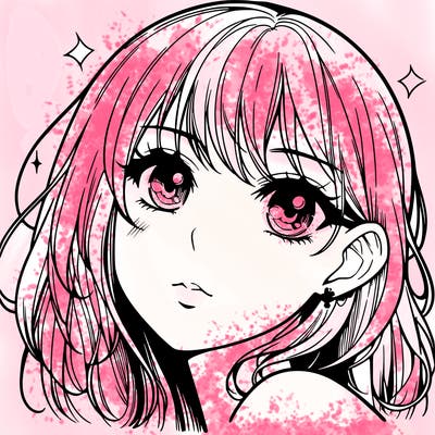 beautiful manga girl with eyes, nose, lips