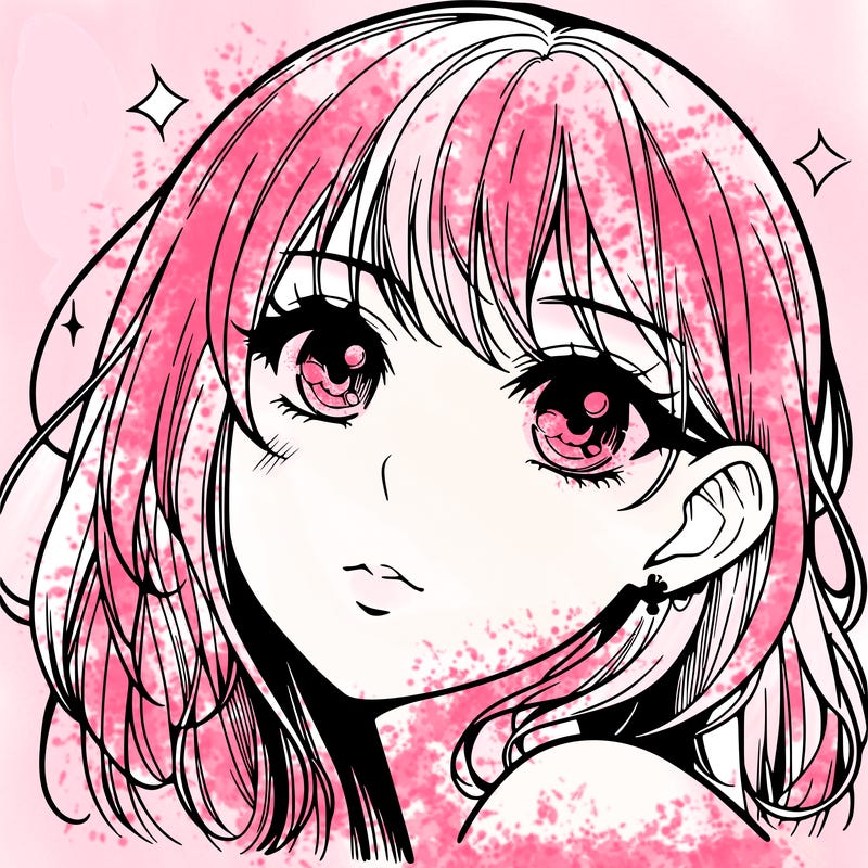 beautiful manga girl with eyes, nose, lips