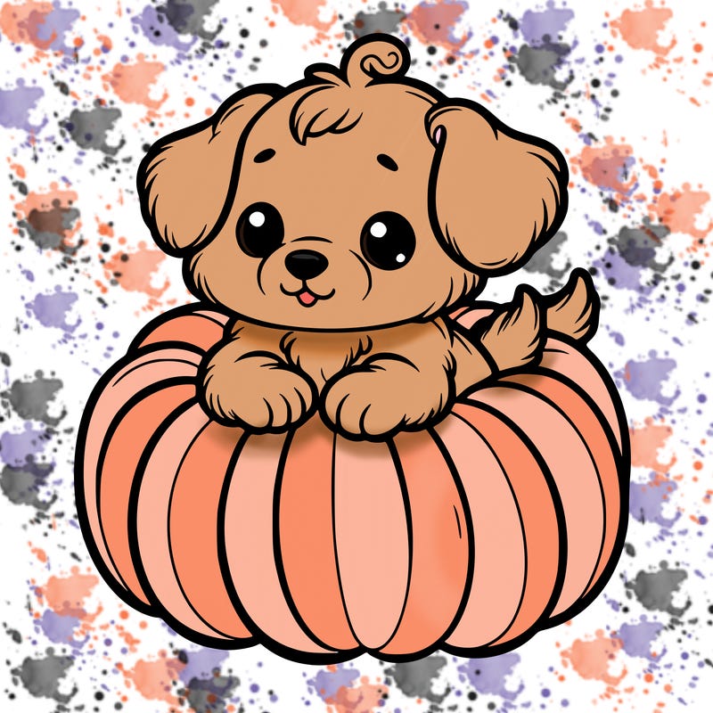 cute little puppy in a pumpkin