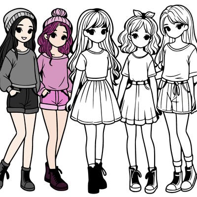 a group of five girls