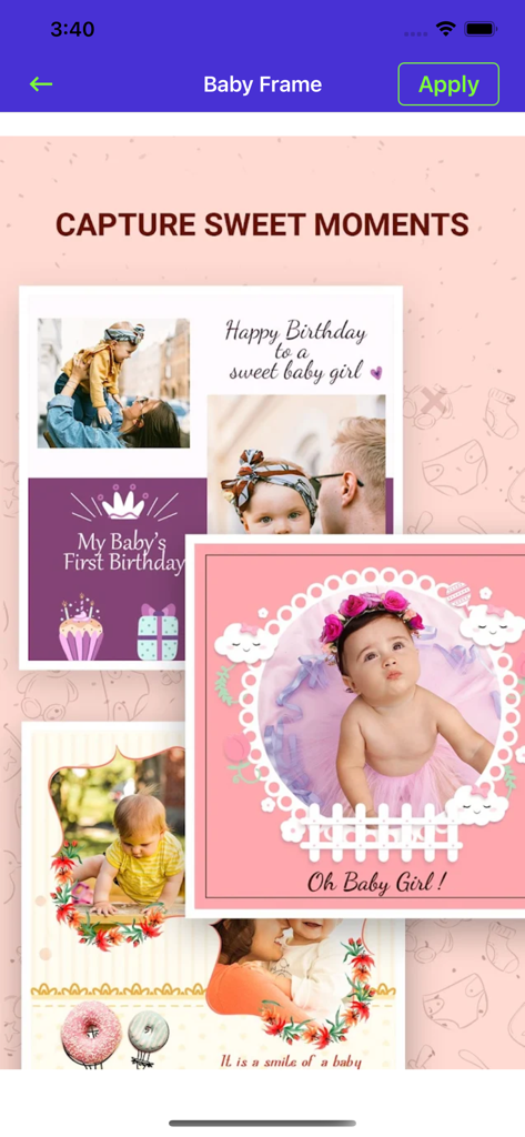 Baby Pics & Baby Photo Editor - Una colección de marcos de fotos para bebés y tarjetas de hitos para una edición creativa de fotos.