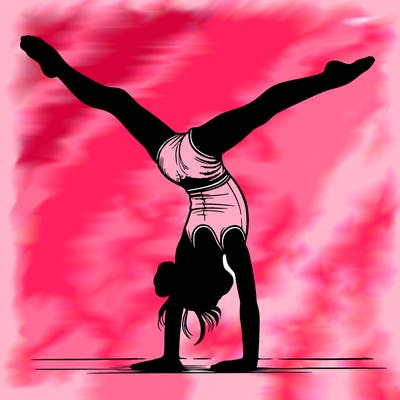 realistic gymnastic hand stand girl in four splits
