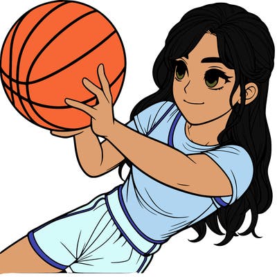 realistic girl playing basketball