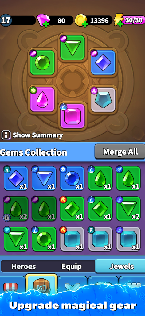 Archmagic Survivors TD - Managing the gems collection and upgrading magical gear in Archmagic Survivors TD