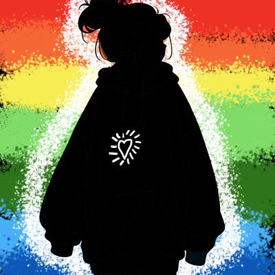 realistic girl with a oversized sweatshirt on and a bun