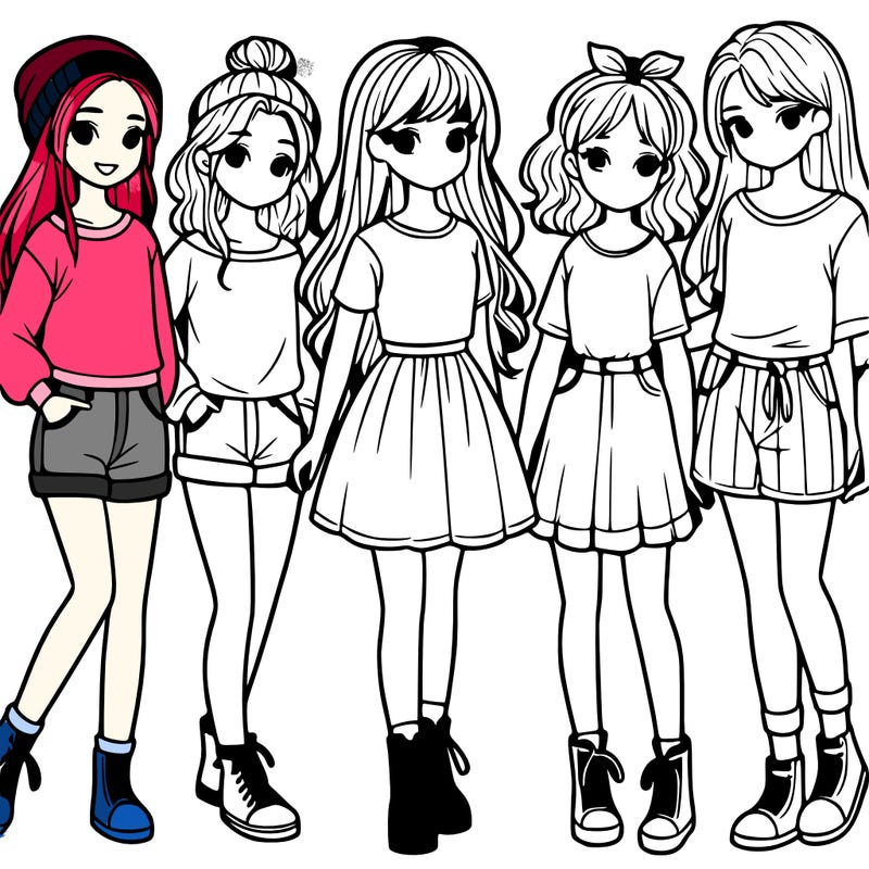 a group of five girls