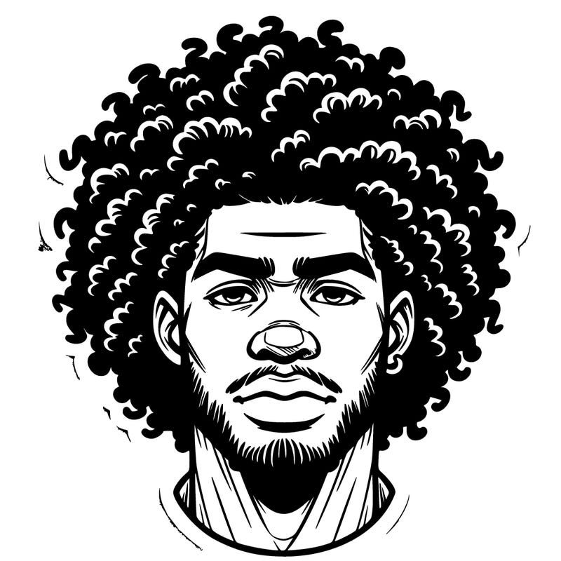 realistic black man with curly hair