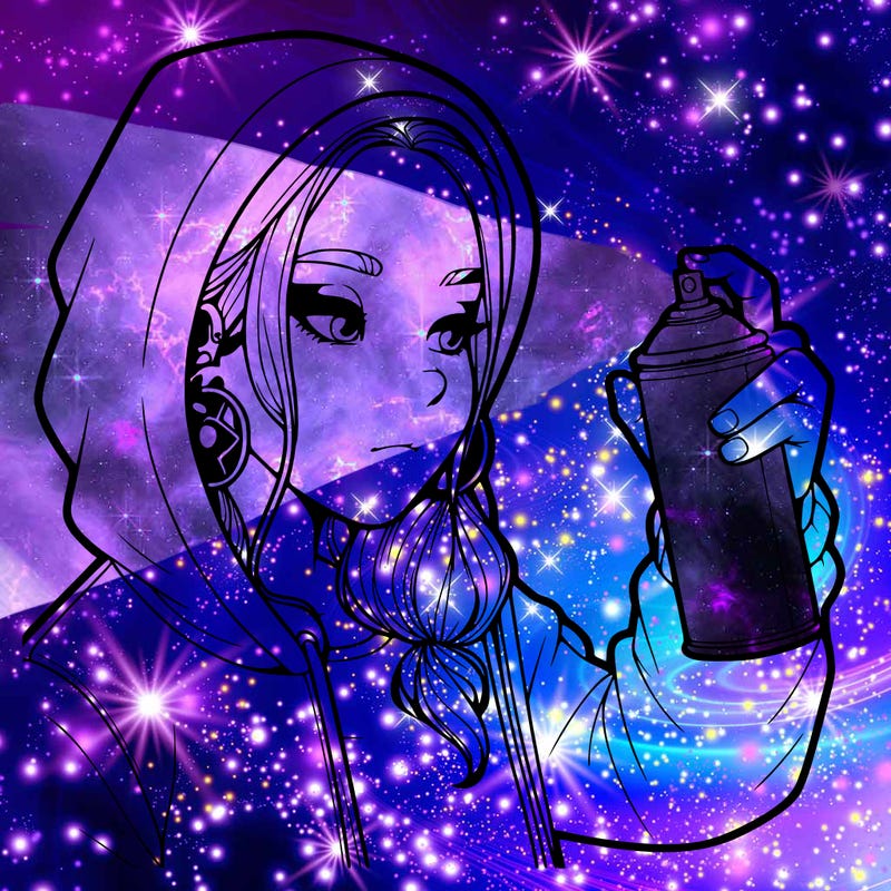 a realistic girl, spray painting