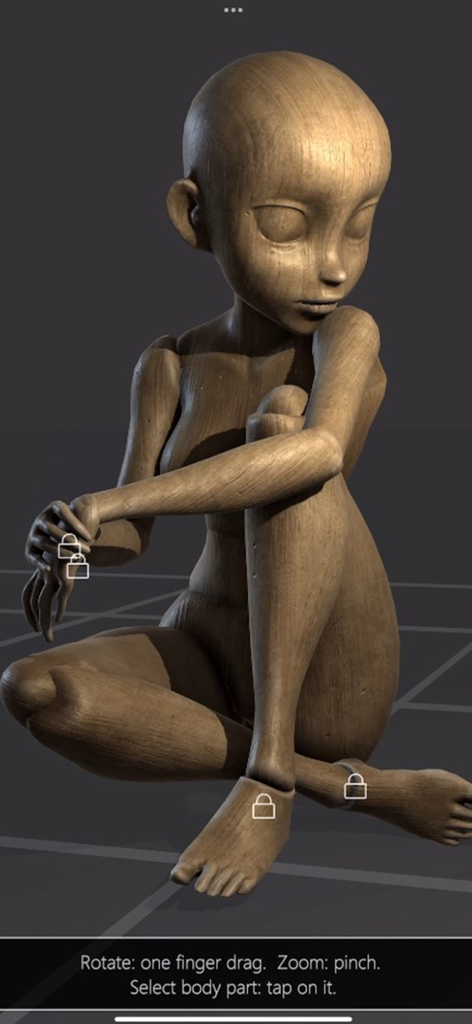 Poseit - A 3D wooden mannequin in a sitting pose for digital art reference