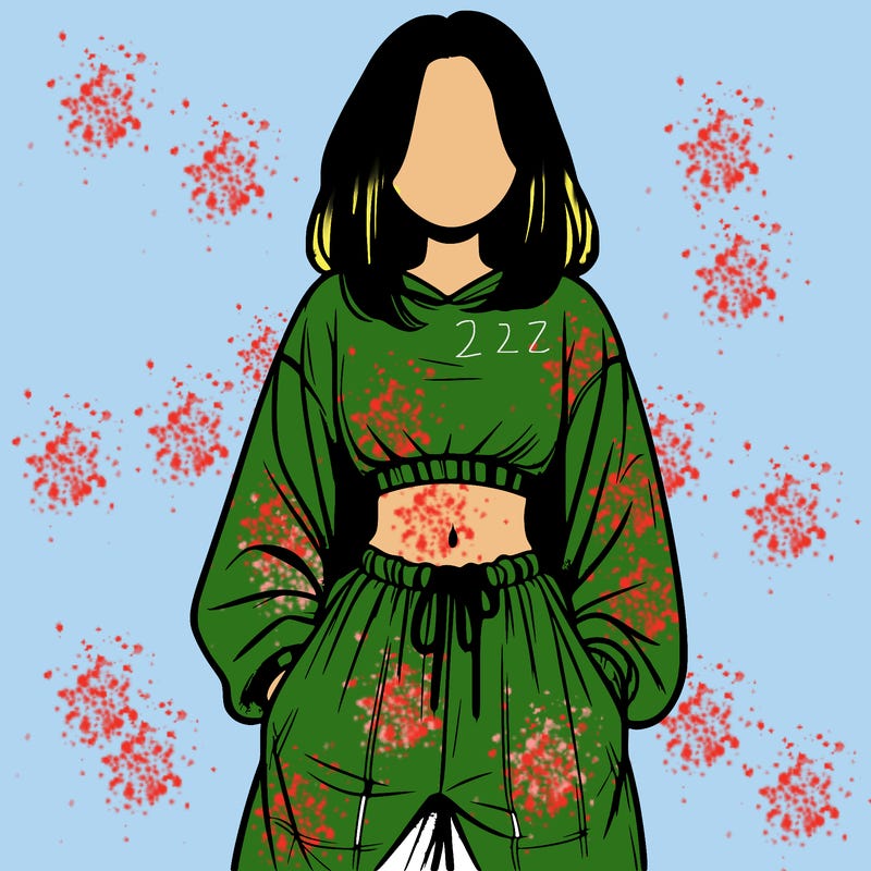 realistic girl faceless with baggy pants and a crop top