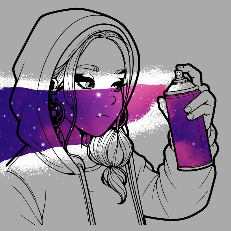 a realistic girl, spray painting