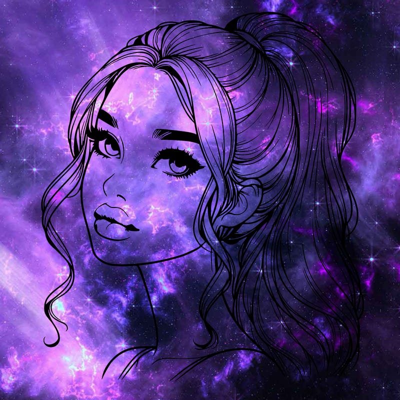 realistic girl with a ponytail on her hair and lips