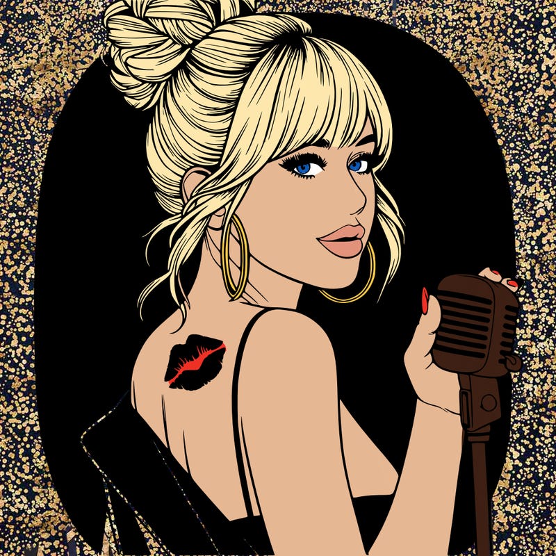 sabrina carpenter with a kiss mark on her shoulder looking over her shoulder realistic