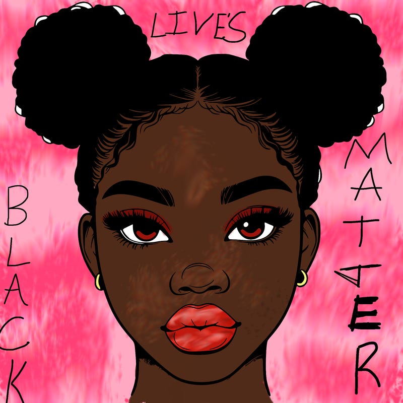 realistic black woman with two buns