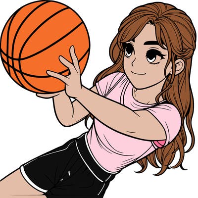realistic girl playing basketball