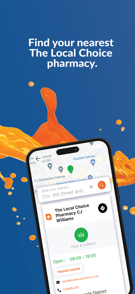 MyTLC Health Companion - Smartphone screen showing the pharmacy locator feature of the MyTLC Health Companion app