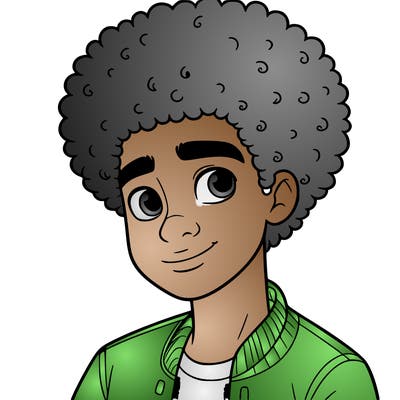 teen boy with afro