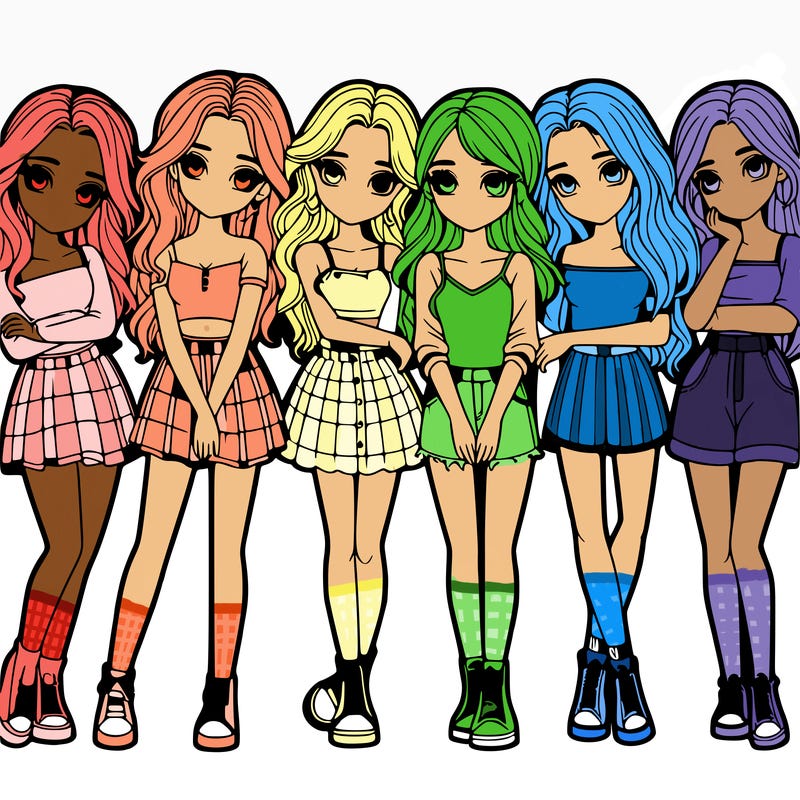 a group of girls realistic