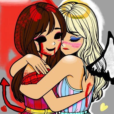 realistic girls hugging