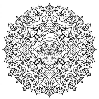Discover the magic of Christmas with our Santa Claus Mandala coloring page, an intricate design perfect for holiday cheer. This unique template blends the beloved Santa with detailed mandala patterns, offering hours of joyful coloring.