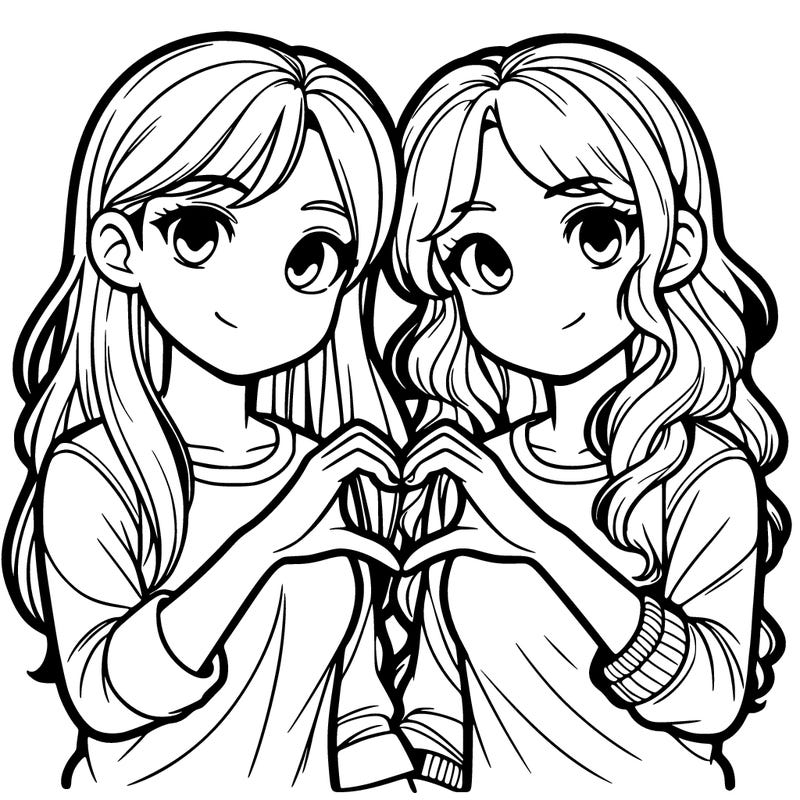two teenage girls making a heart together