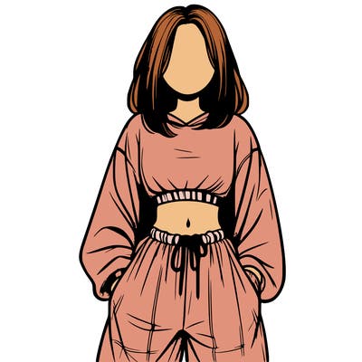 realistic girl faceless with baggy pants and a crop top