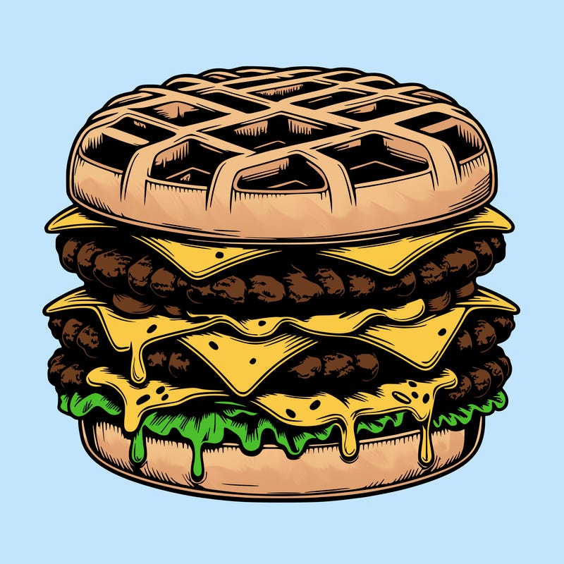 realistic waffle burger