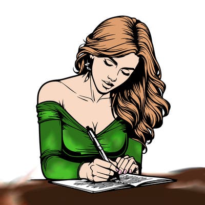 realistic female writing poetry