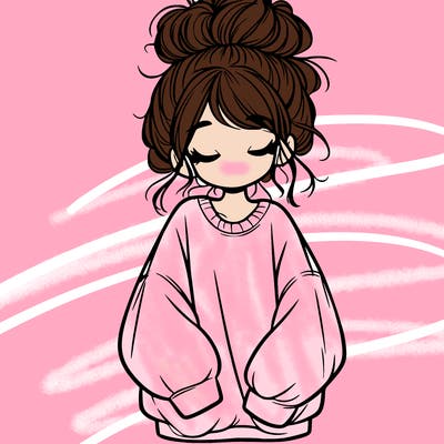 girl with baggy sweatshirt and messy bun