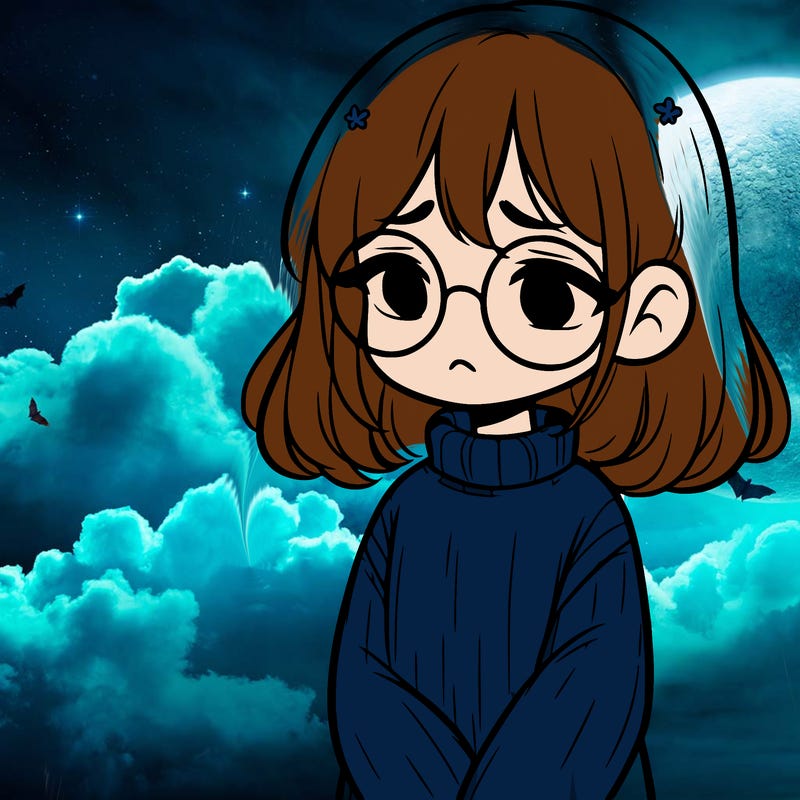 sad girl with glasses in a sweater