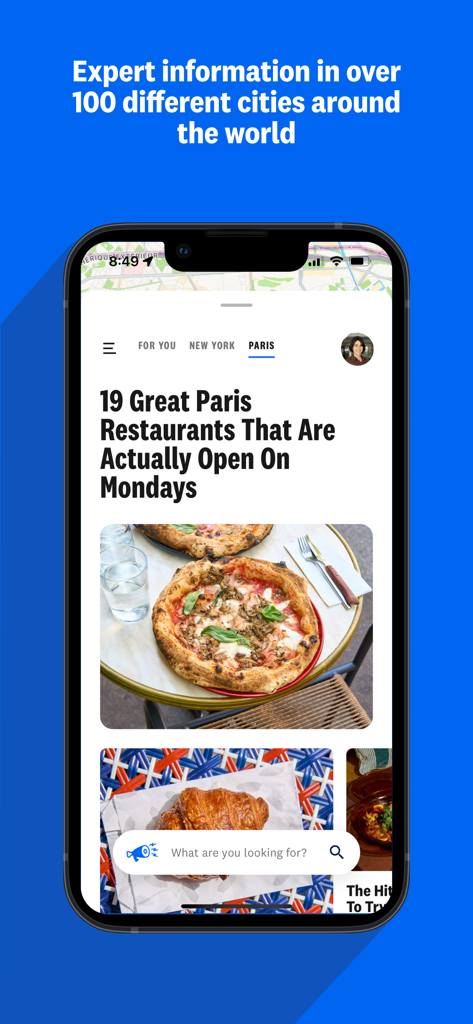 The Infatuation app screen displaying curated restaurant recommendations for Paris